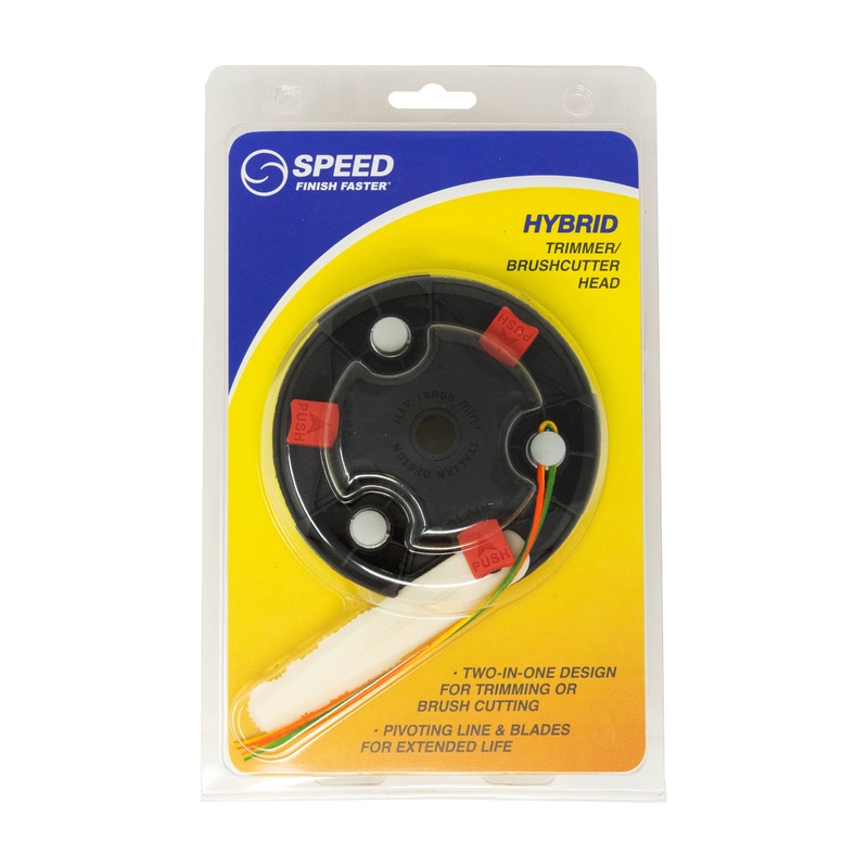 Universal Fit String Trimmer Head with Blades – Two-in-One Design for Trimming and Brush Cutting – Fits Most Gas Trimmers – 0.095-in Line Diameter FPRO09281