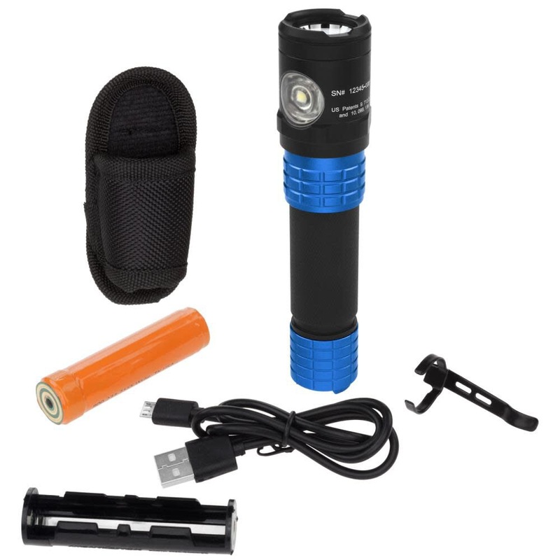 USB Tactical Dual-Light Flashlight Rechargeable USB-578XL-BL