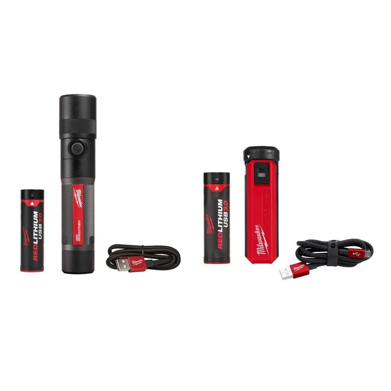 USB Rechargeable Twist Focus Flashlight Kit Bundle 2161-21-48-59-2013