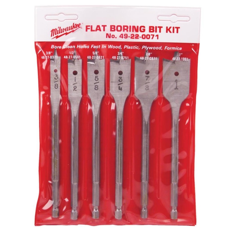 Universal Flat Boring Bit Kit 6pc 49-22-0071