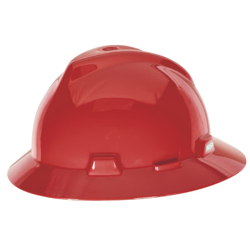 V Gard Slotted Full Brim Hat Red with 1 Touch Suspension 10058324