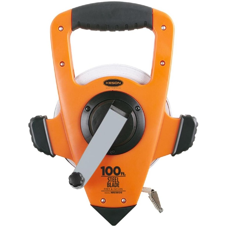 100 ft. Open Reel Steel Tape Measure Speed Rewind Feet and Inches NRS18100