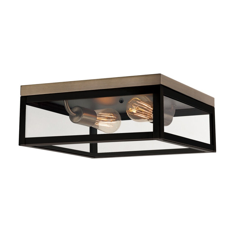 Verona Flush Mount Light Panes 2 Light Dark Bronze 3008648