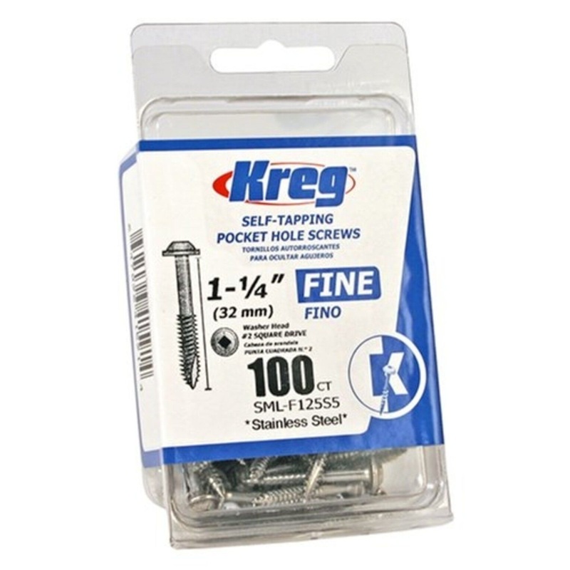 1-1/4in #7 Fine WH Stainless Steel Pocket Screw – 100ct SML-F125S5-100