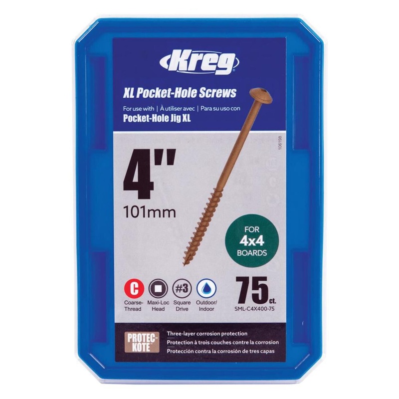 XL Pocket-Hole Screws 4in 75qty SML-C4X400-75