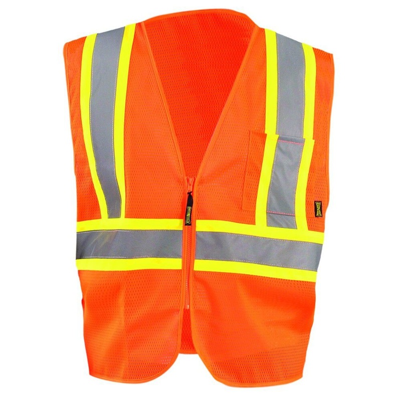 Zipper Safety Vest Orange High Visibility Mesh Standard 2X ECO-IMZ-O2X