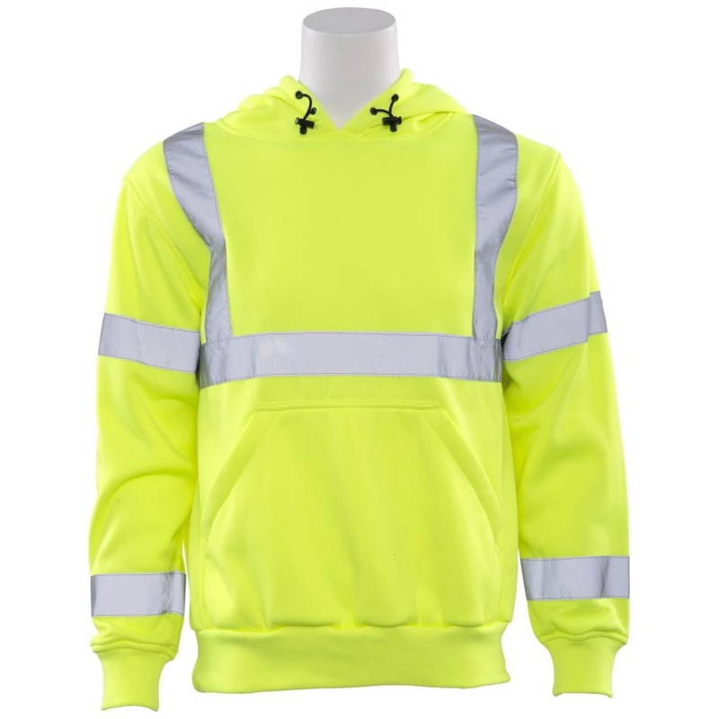 W376 Class 3 Sweatshirt Hooded Hi Viz Lime 2X 61543