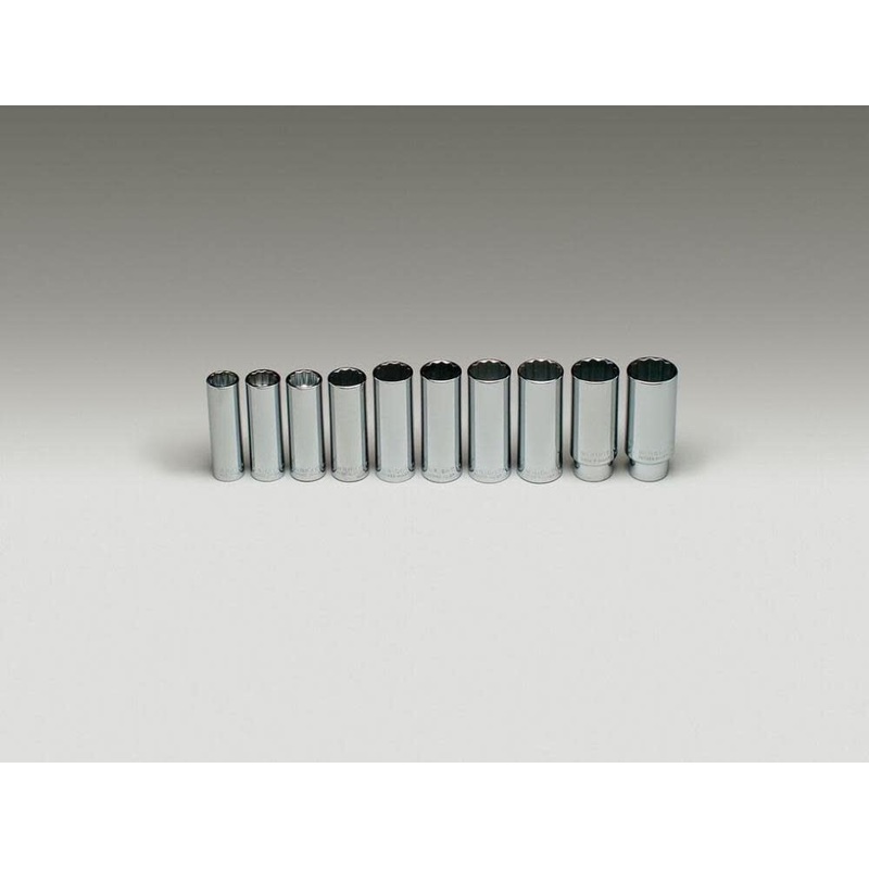 1/2 In. Dr. 10 pc. 12 Pt. Deep Metric Socket Set 473
