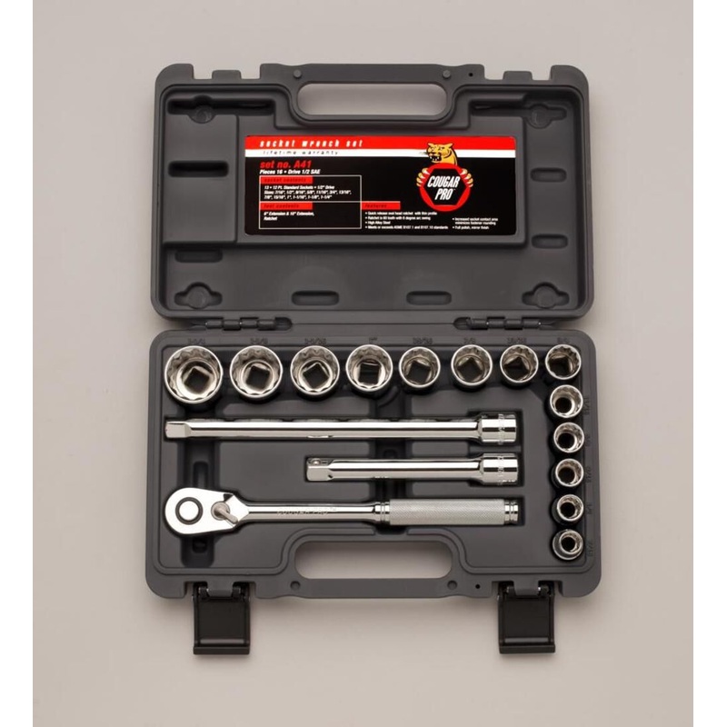 1/2 In. Drive 16 pc. 12 pt SAE Socket Set A41