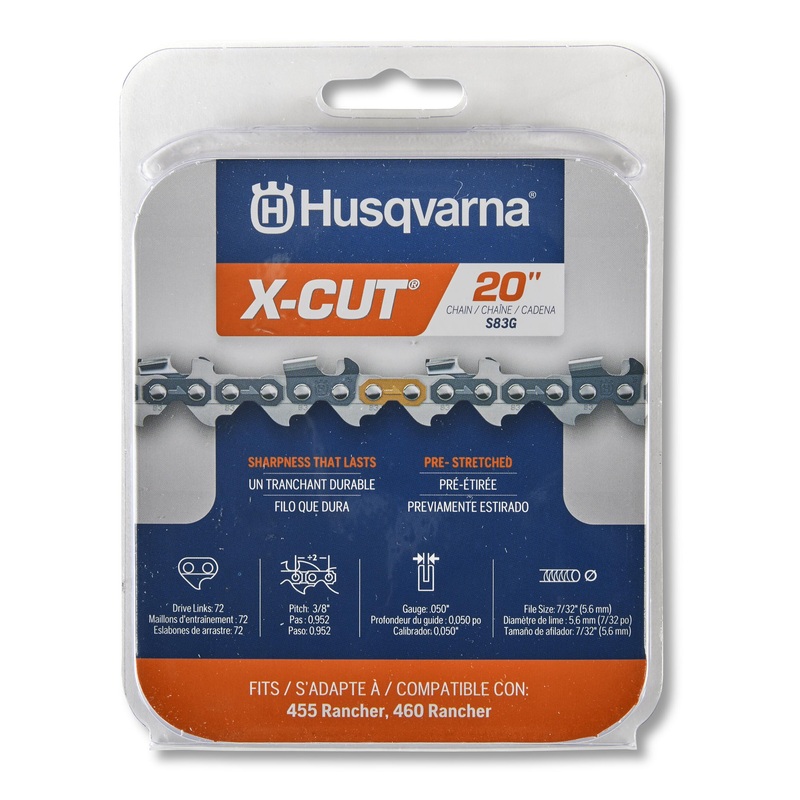 X-Cut S83G 72 Link Replacement Chainsaw Chain For 20-in, 0.05-in Gauge, 3/8-in Pitch 529475072