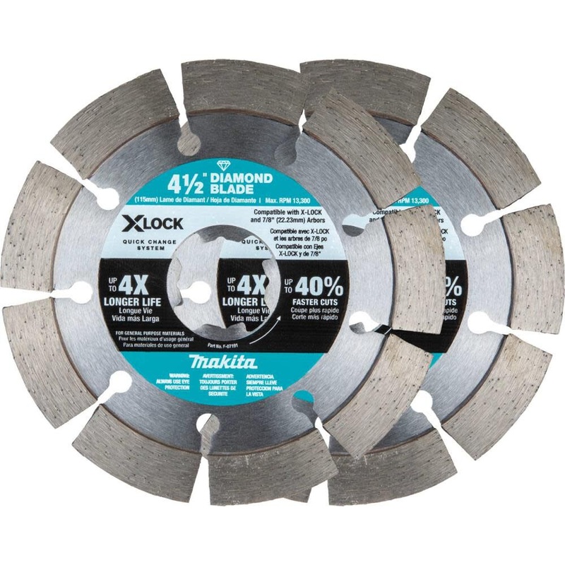 X-LOCK 4-1/2in Segmented Diamond Blade for Masonry Cutting 2/pk E-07200