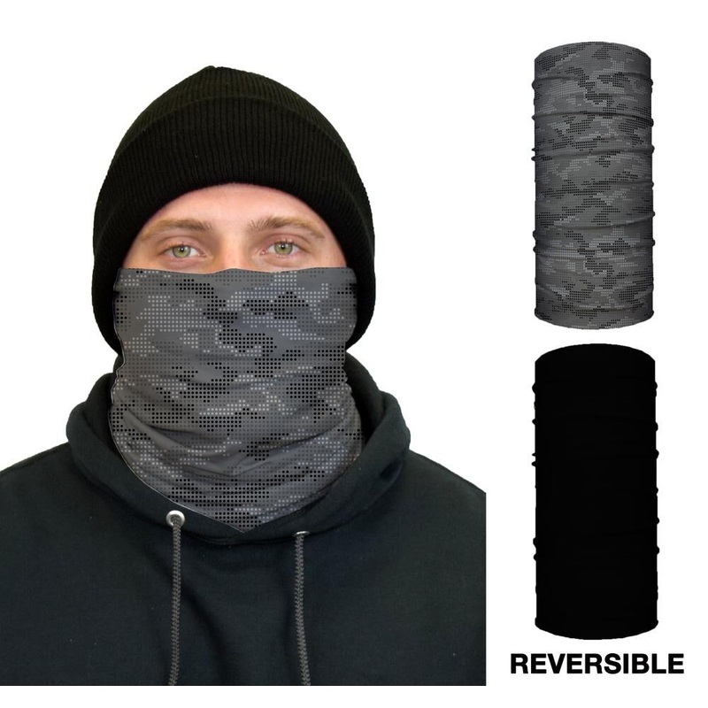 Thermal Face Guard Reversible Grey Camo and Black Pattern TH-SLATE