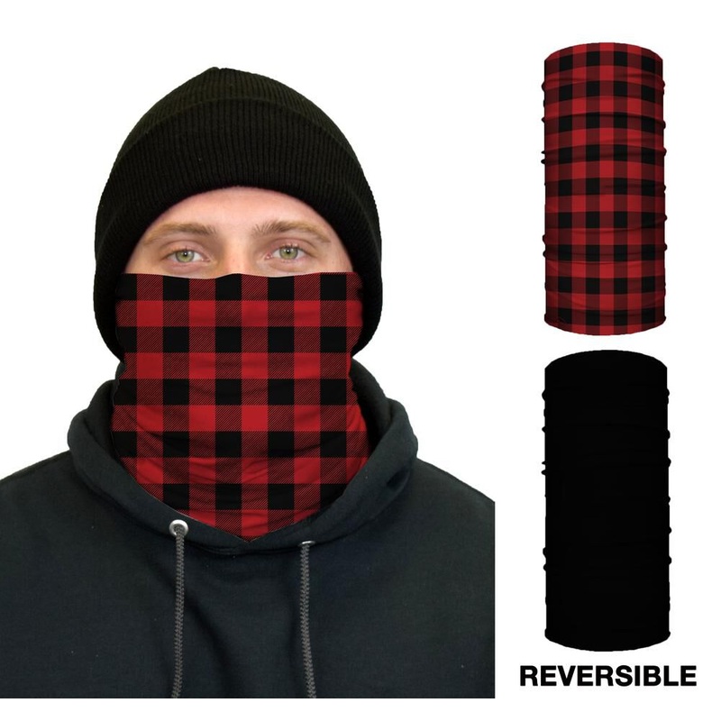 Thermal Face Guard Reversible Red Plaid and Black Pattern TH-REDPLAID