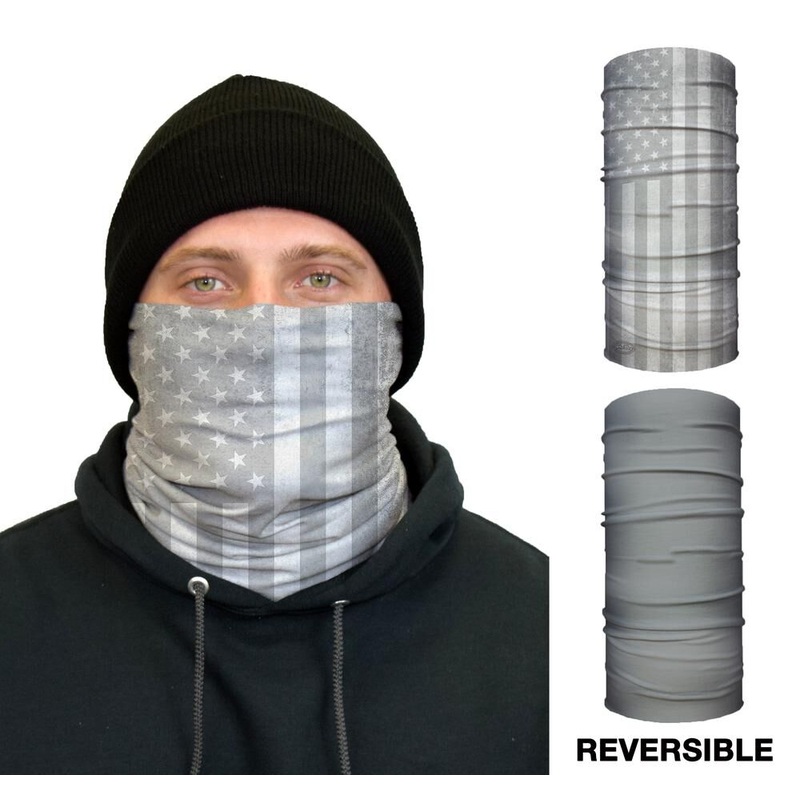 Thermal Face Guard Reversible White USA Flag and Grey Pattern TH-USAWHT