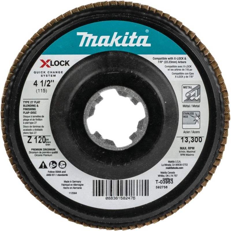 X-LOCK 41/2in 120 Grit Type 27 Flat Blending and Finishing Flap Disc for X-LOCK and All 7/8in Arbor Grinders T-03953