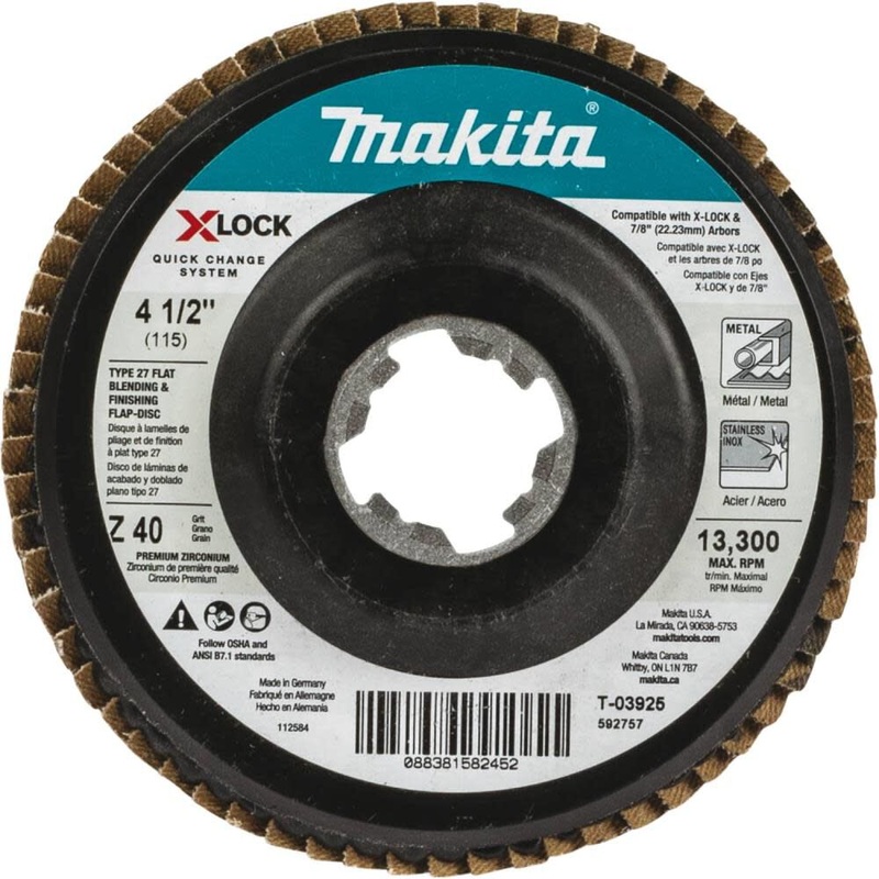 X-LOCK 41/2in 40 Grit Type 27 Flat Blending and Finishing Flap Disc for X-LOCK and All 7/8in Arbor Grinders T-03925