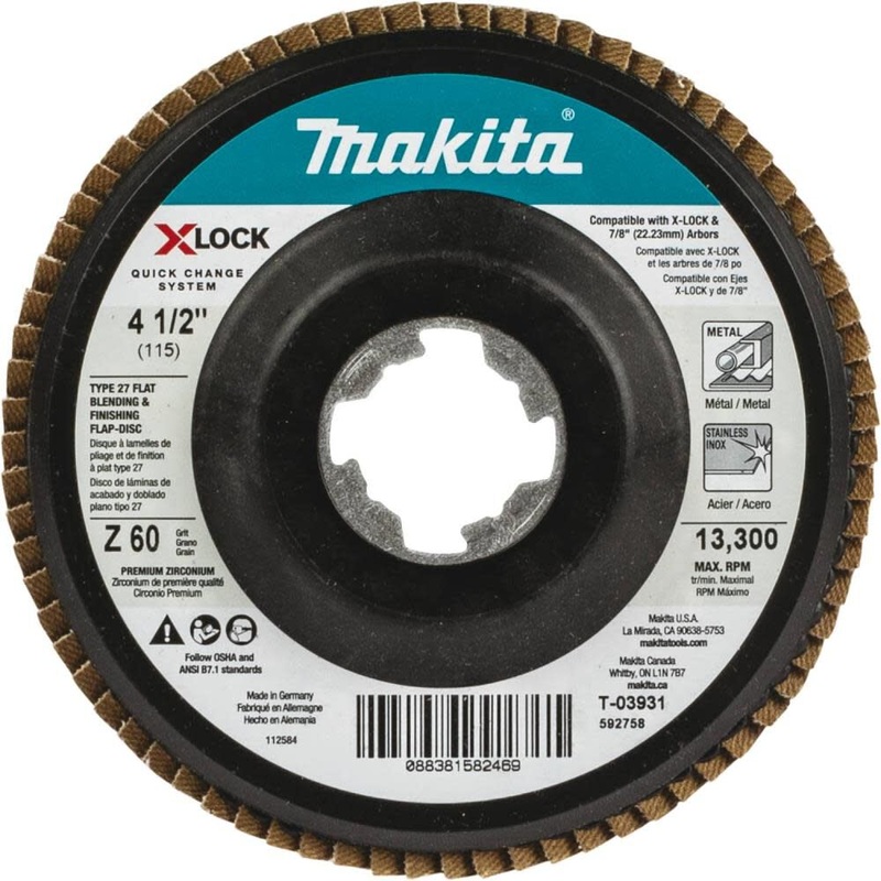 X-LOCK 41/2in 60 Grit Type 27 Flat Blending and Finishing Flap Disc for X-LOCK and All 7/8in Arbor Grinders T-03931