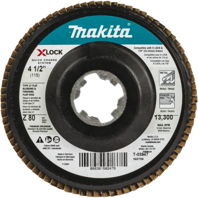 X-LOCK 41/2in 80 Grit Type 27 Flat Blending and Finishing Flap Disc for X-LOCK and All 7/8in Arbor Grinders T-03947