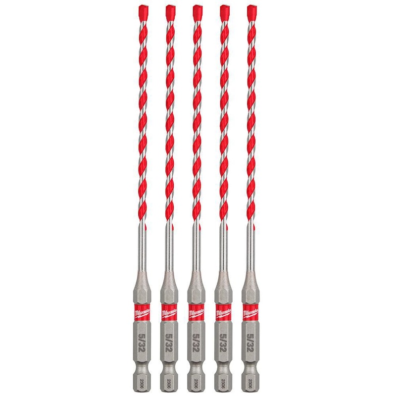 MILWAUKEE 5/32 X 6 Carbide Hammer Drill Bits w/ POWER TIP (5 PACK)