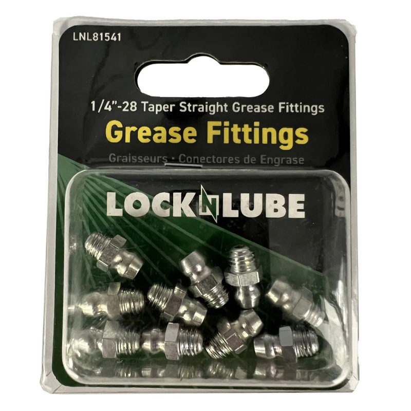 LOCKNLUBE Grease Fittings – 1/4-28 Taper Straight Grease Fittings