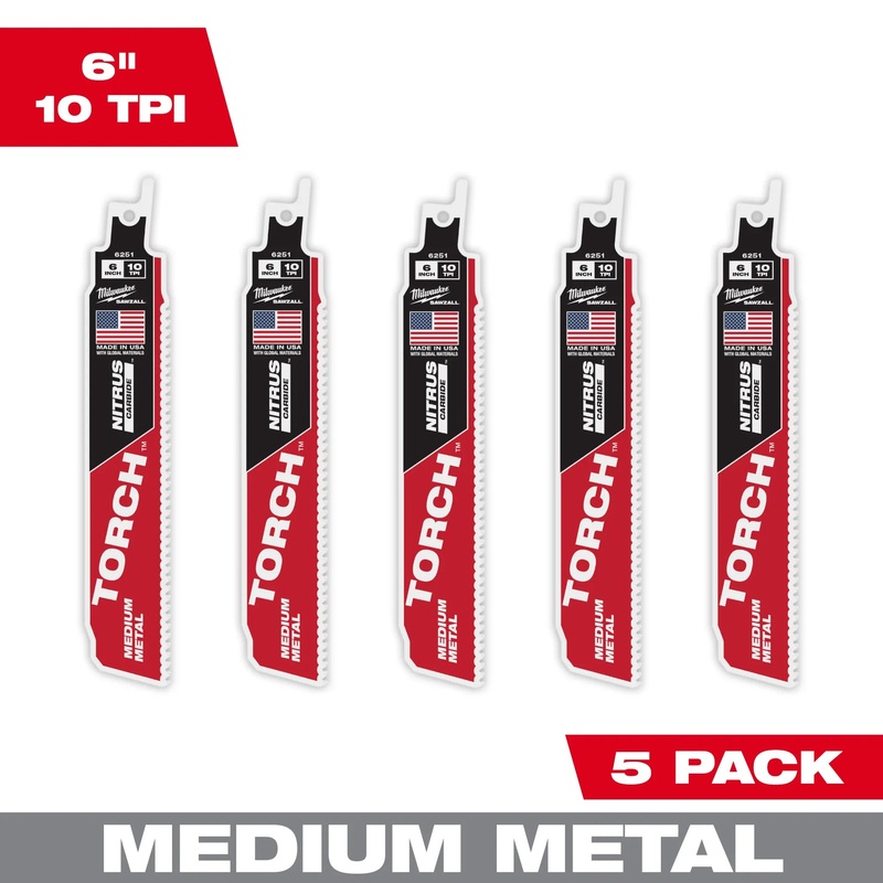 MILWAUKEE 10 TPI TORCH Medium Metal SAWZALL Blade w/ NITRUS CARBIDE (5 PACK)
