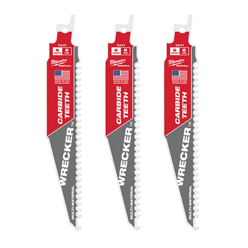 MILWAUKEE 6 TPI WRECKER Multi-Material SAWZALL Blade w/ Carbide Teeth (3 PACK)