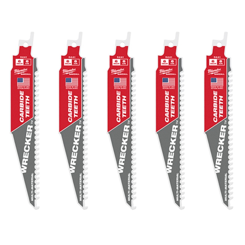 MILWAUKEE 6 TPI WRECKER Multi-Material SAWZALL Blade w/ Carbide Teeth (5 PACK)