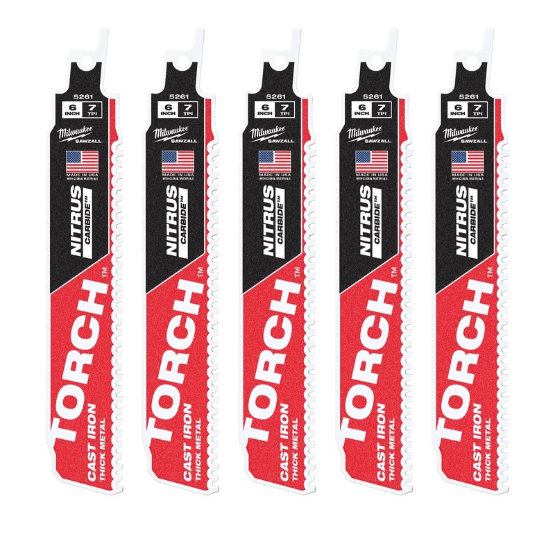 MILWAUKEE 8 TPI TORCH Cast Iron SAWZALL Blade w/ NITRUS CARBIDE (5 PACK)