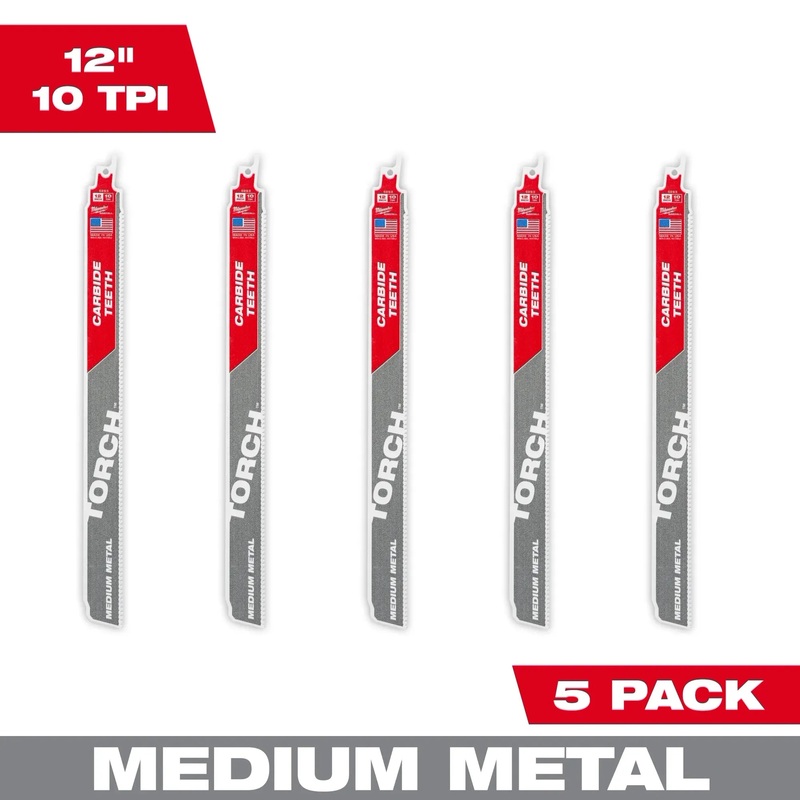 MILWAUKEE 12 10 TPI TORCH w/ Carbide Teeth For Medium Metal (5 PACK)