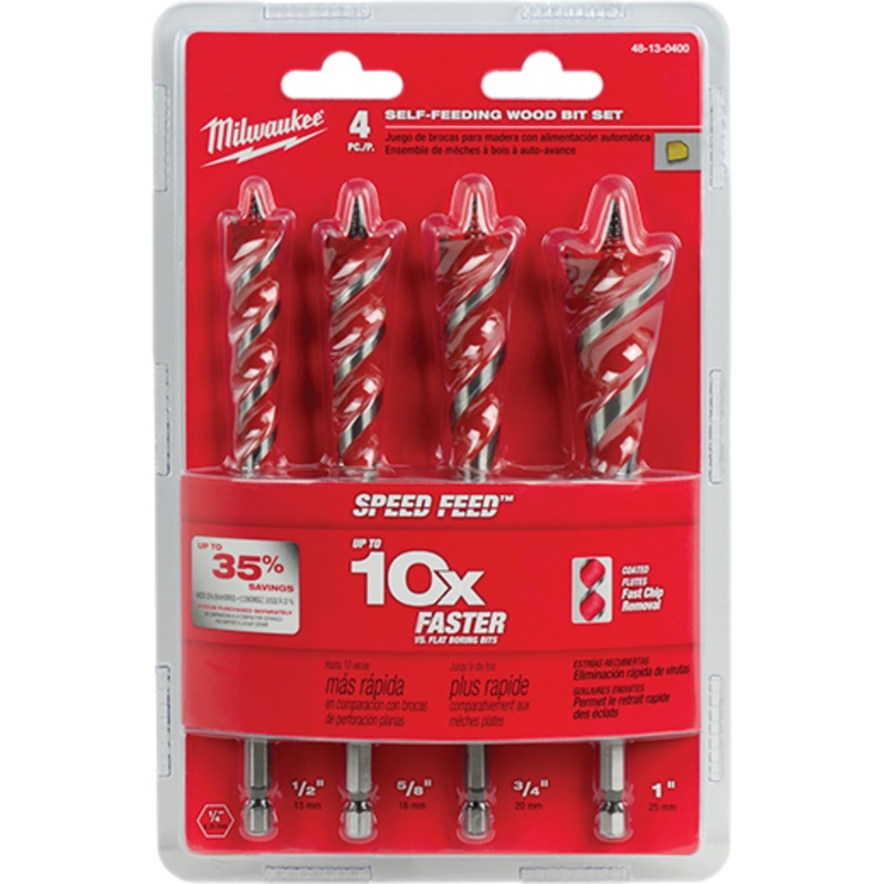 MILWAUKEE 4 PC. SPEED FEED Wood Bit 6-1/2 Set