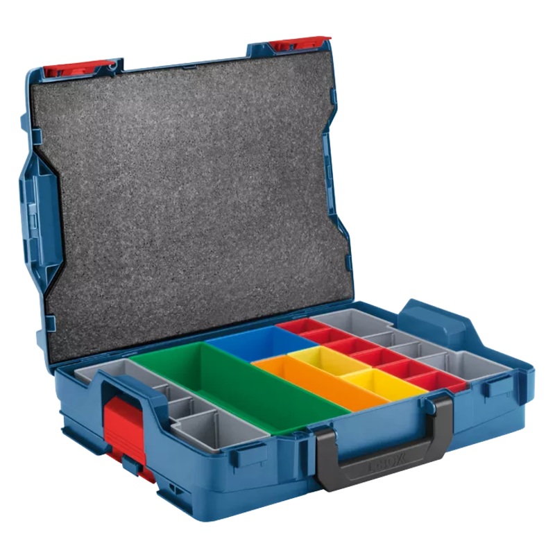 BOSCH 4-1/2 X 14 X 17-1/2 Stackable L-Boxx Accessory Storage Case w/ 13 Accessory Inserts