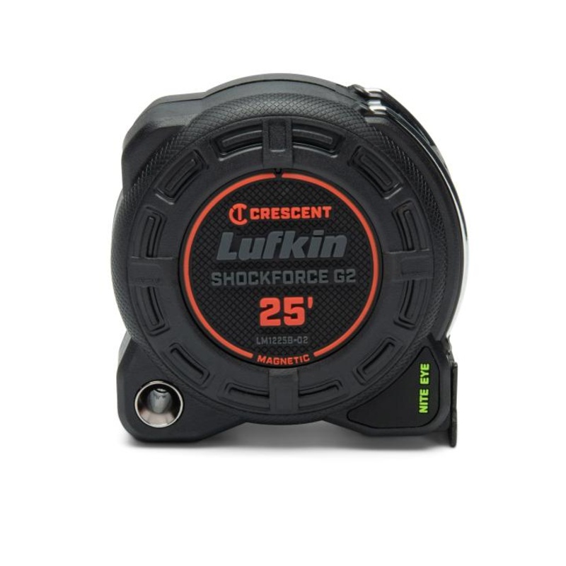 CRESCENT LUFKIN 1-1/4 X 25′ SHOCKFORCE NITE EYE G2 Magnetic Tape Measure