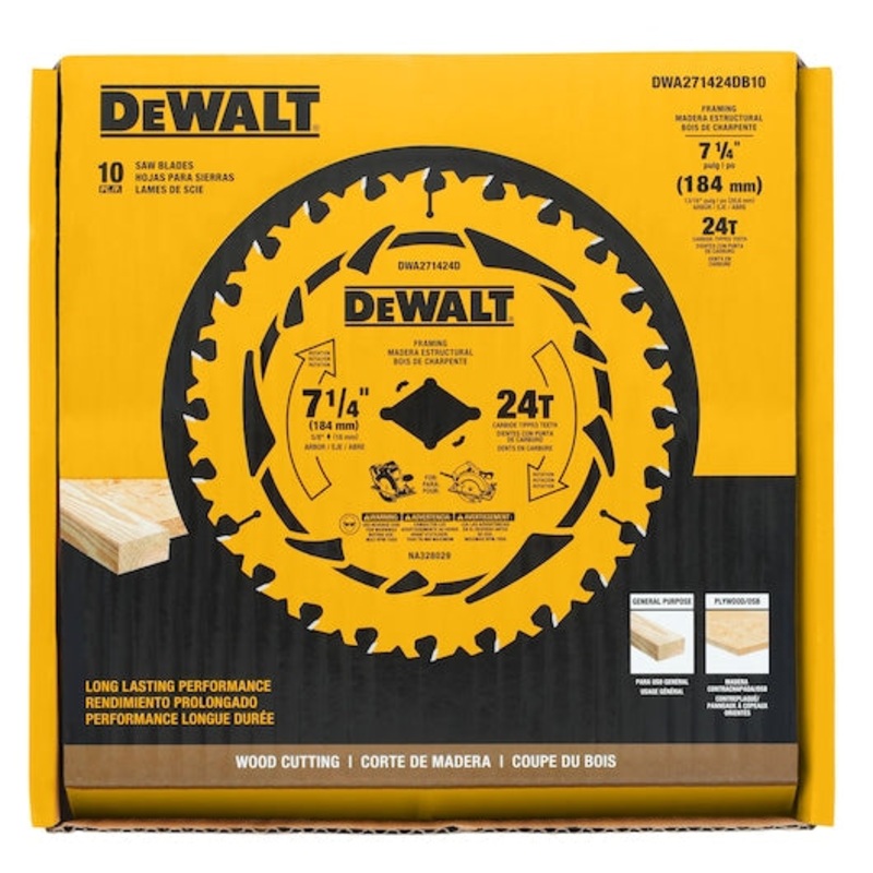 DEWALT 7-1/4 24T Worm Drive Ready Circular Saw Blade (10 PACK)