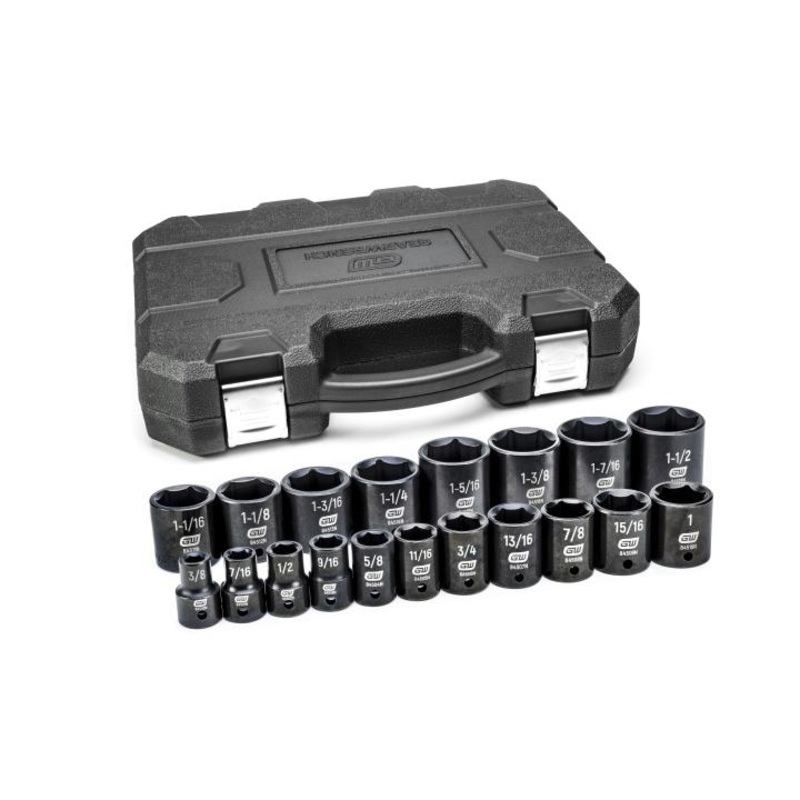 GEARWRENCH 19 PC. 1/2 Drive 6 Point Standard Impact SAE Socket Set
