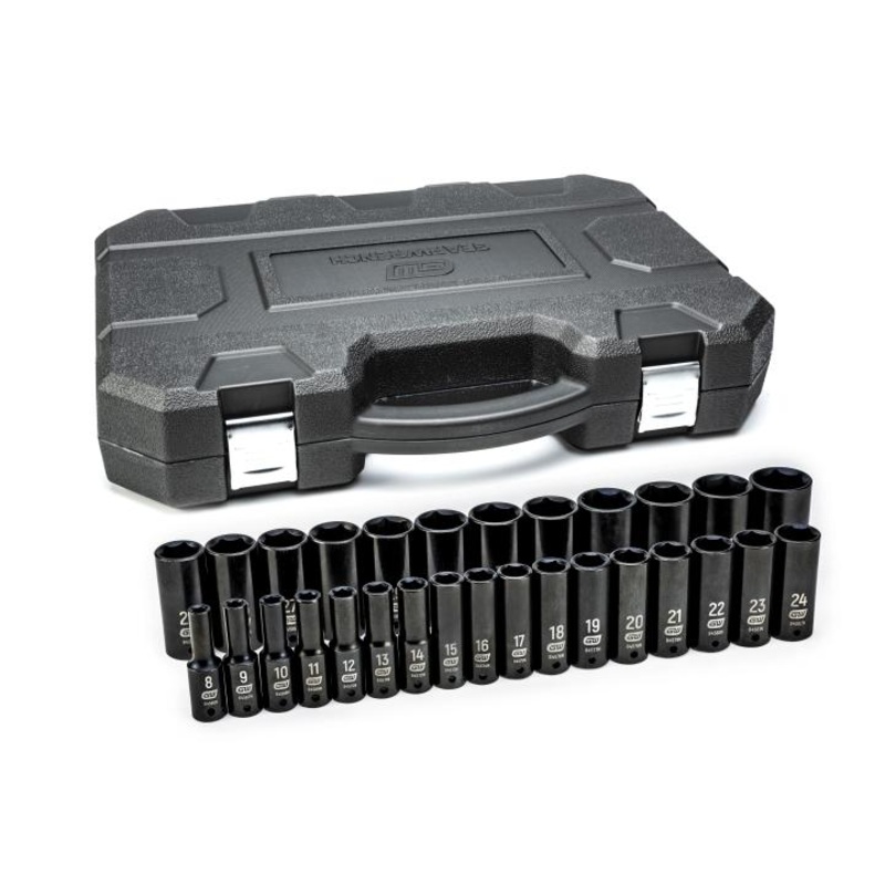 GEARWRENCH 29 PC. 1/2 Drive 6 Point Deep Impact Metric Socket Set