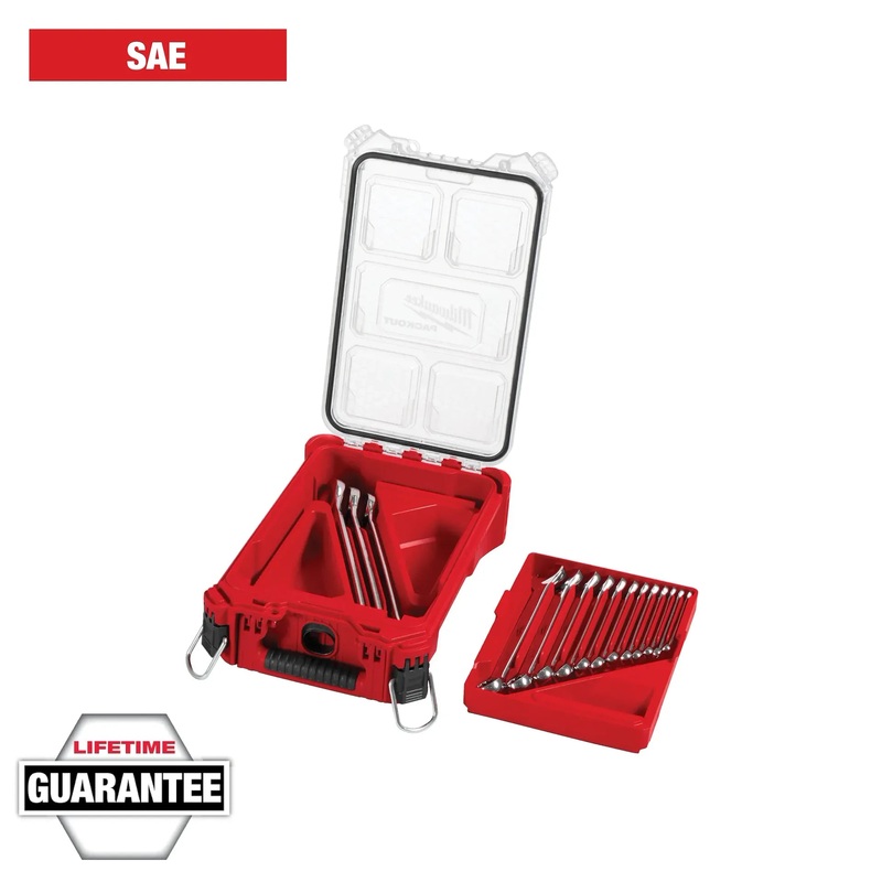 MILWAUKEE 15 PC. SAE Combination Wrench Set w/ PACKOUT Compact Organizer