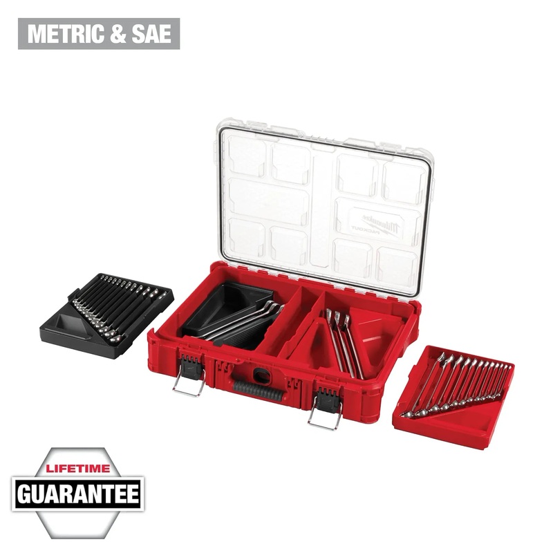 MILWAUKEE 30 PC. Metric & SAE Combination Wrench Set w/ PACKOUT Organizer