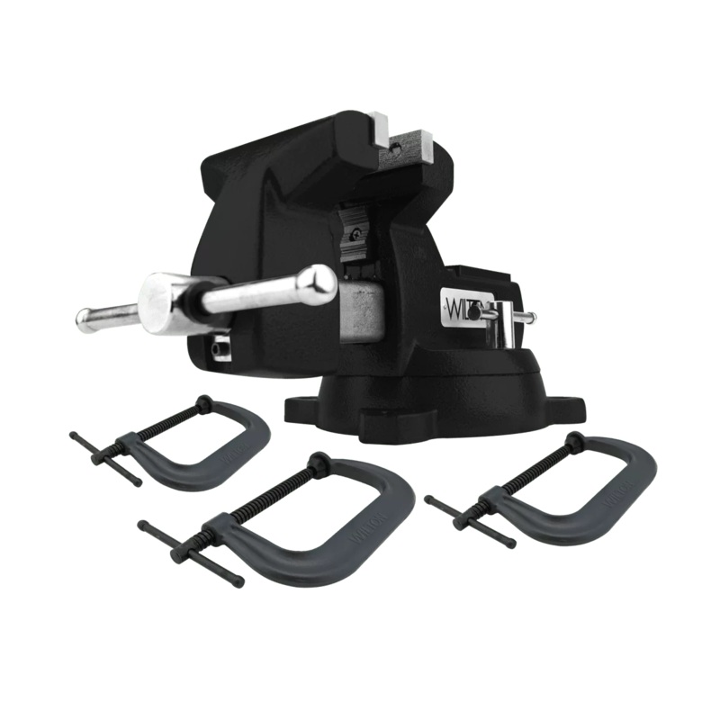 WILTON Holding Strong Kit, Black 746 Mechanic’s Vise, & 3 PC. 400 Series C-Clamp Set