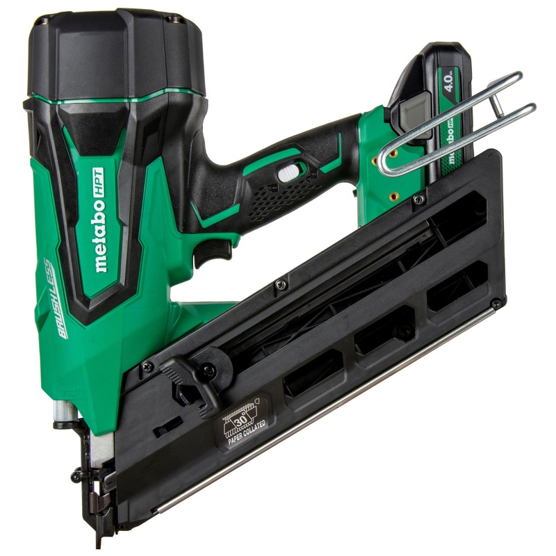 METABO HPT 18V MultiVolt Cordless 30 Degree 3-1/2 Paper Tape Framing Nailer Kit