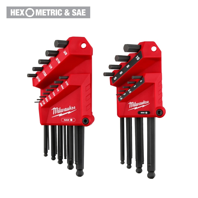 MILWAUKEE 22-Key Ball End L-Key Set – SAE / Metric