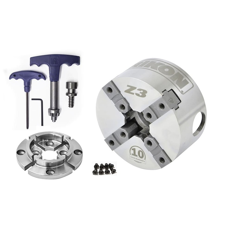 RIKON Z3 Chuck, 50mm Jaw, Wood Screw & Chuck Key – Direct Thread 1 X 8 TPI