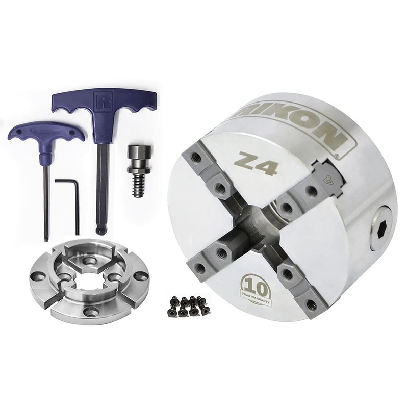 RIKON Z4 Chuck, 50mm Jaw, Wood Screw & Chuck Key – Insert Thread