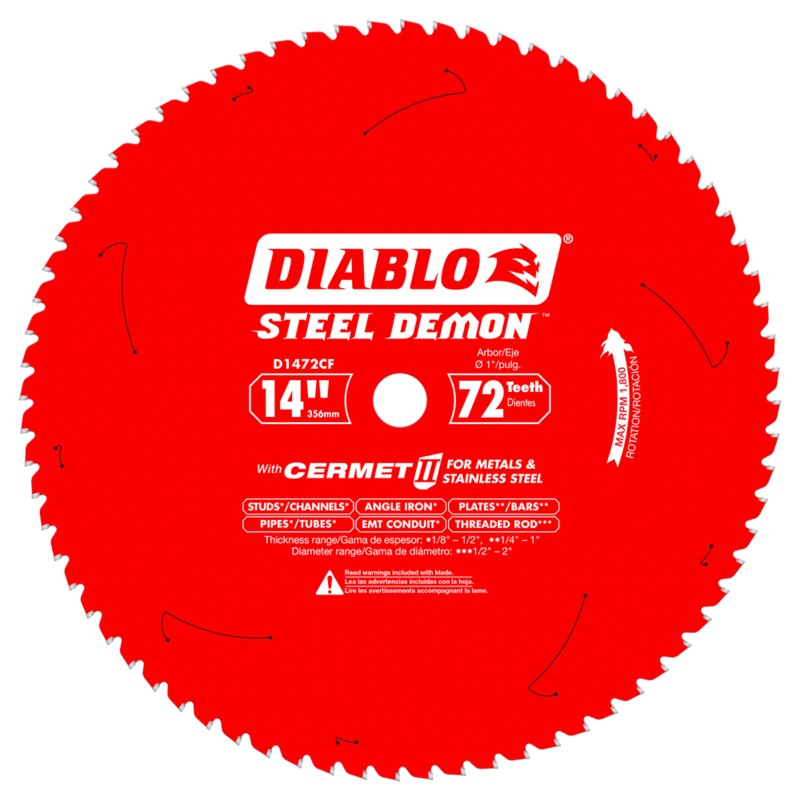 DIABLO 14 X 72 Tooth Steel Demon Cermet II Saw Blade For Metals & Stainless Steel