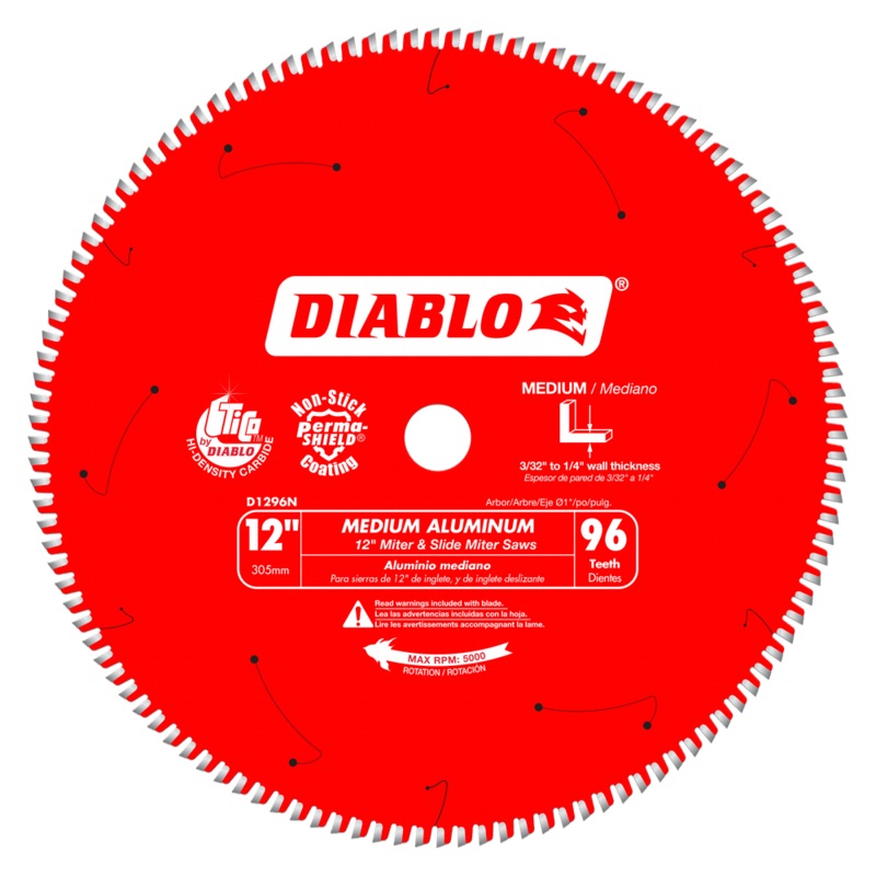 DIABLO 12 X 96 Tooth Medium Aluminum Saw Blade
