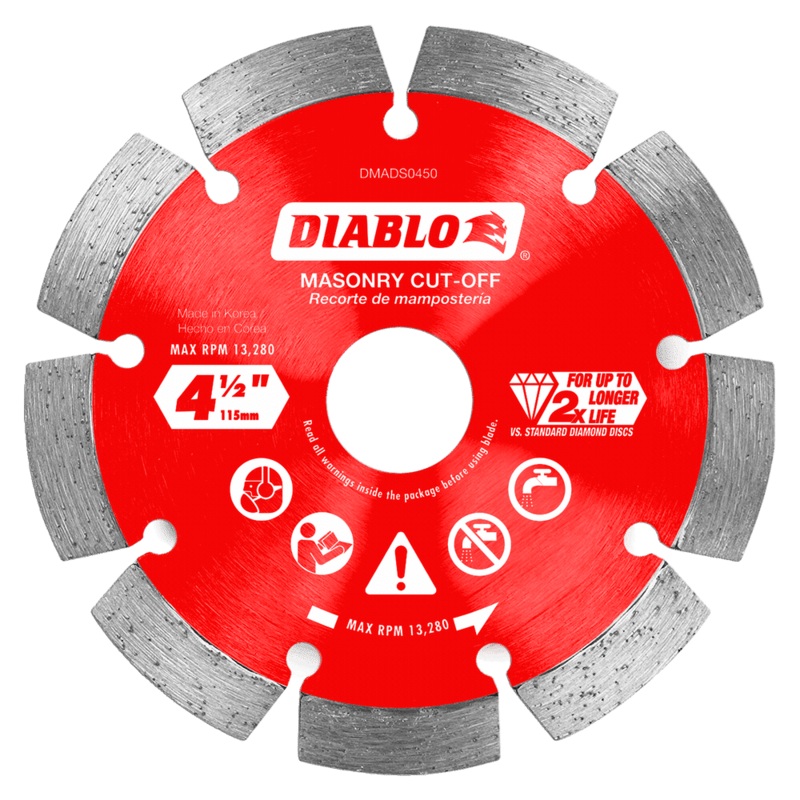 DIABLO 4-1/2 Diamond Segmented Cut-Off Discs For Masonry