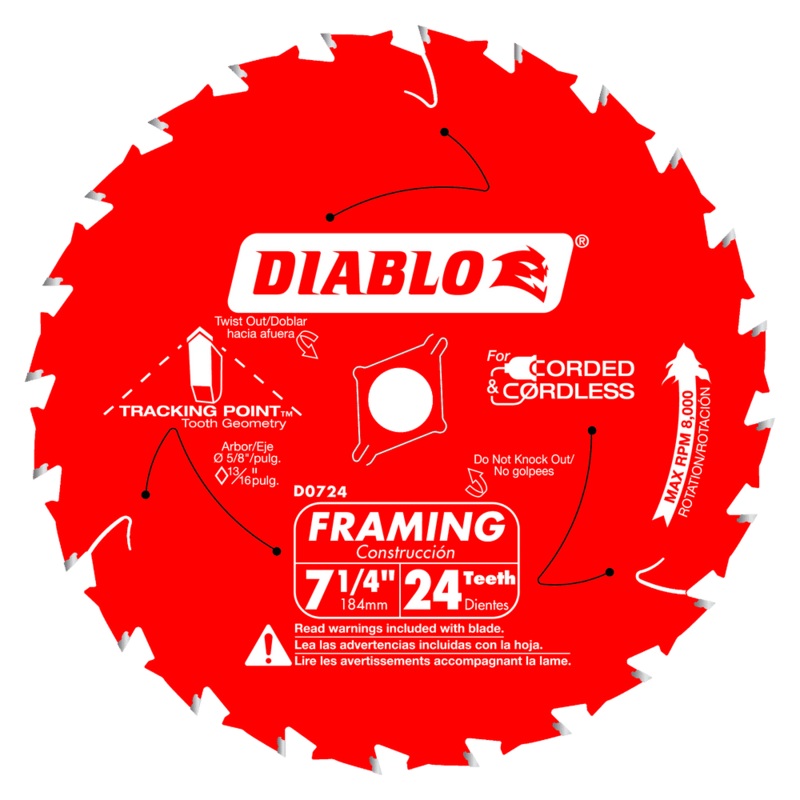 DIABLO 7-1/4 X 24 Tooth Framing Saw Blade
