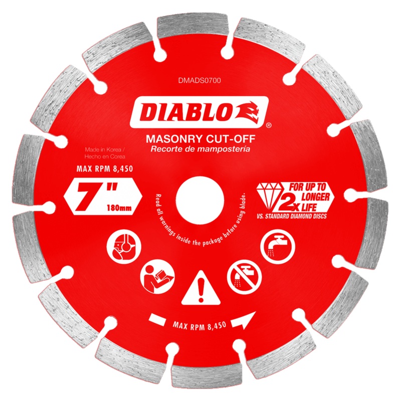 DIABLO 7 Diamond Segmented Cut-Off Discs For Masonry