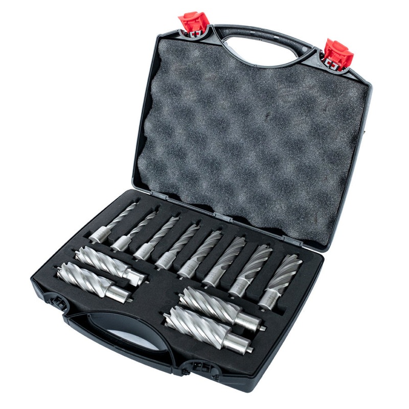 EVOLUTION 12 PC. 2 Depth Annular HSS Mag Drill Cutter Set 7/16 To 1-1/8 w/ 3/4 Weldon Shank