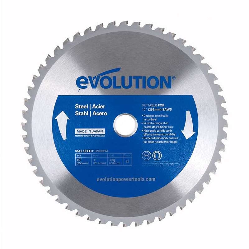 EVOLUTION 10 52T, 1 Arbor, Tungsten Carbide Tipped Mild Steel & Ferrous Metal Cutting Blade