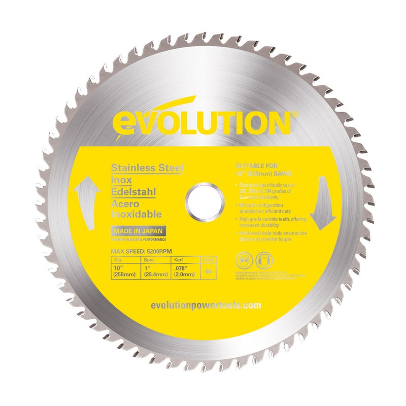 EVOLUTION 10 66T, 1 Arbor, Tungsten Carbide Tipped Stainless Steel Cutting Blade